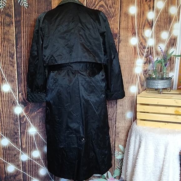 London Fog Womens Size 12 Regular Black Satin Lined Trench Coat Removable Liner - Picture 4 of 7